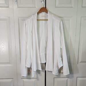 Soft Surroundings Womens White Linen Blend Jacket Blazer Size 2X Asymetrical